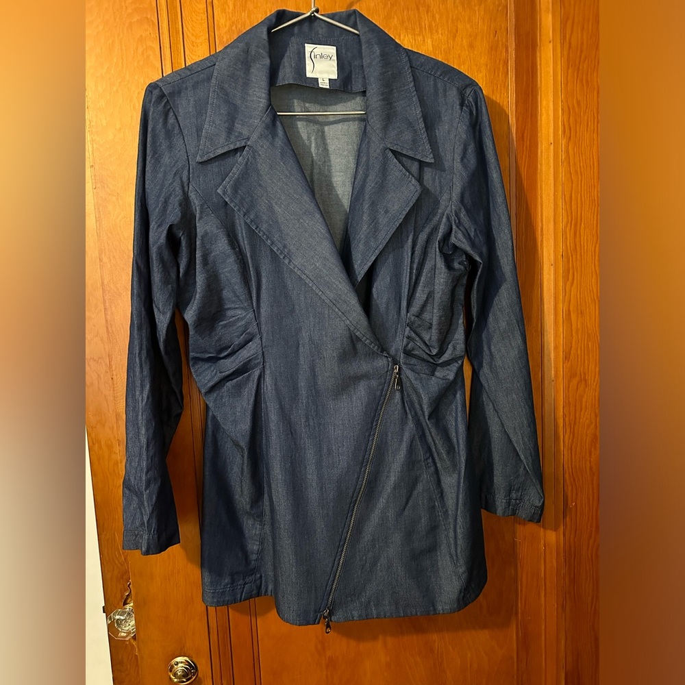 Asymmetrical, lightweight, denim, jacket, size large